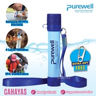 [Free Gift + Strap] Purewell Portable Water Filter - Hiking Camping Outdoor Water Filter Emergency Survival Tools