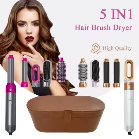 5 in 1 Hair Dryer Hot Comb Set Professional Curling Iron Hair Straightener Styling Tool For Professi
