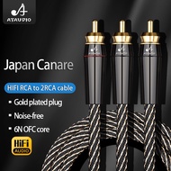 HIFI rca to 2rca audio cable 4N OFC Subwoofer Y Cable RCA 1 Male to 2 Male Audio cable for Speaker,D