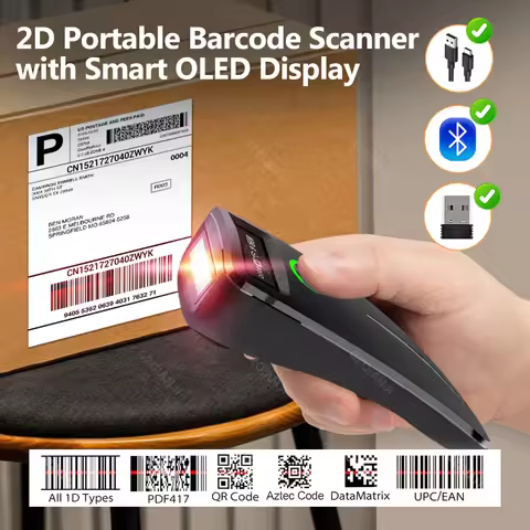 2D Barcode Scanner Data Matrix PDF417 Mini 2.4G Wireless Bluetooth Handheld Portable Reader 1D 2D QR