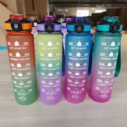 1 Liter Water Bottle Motivational Sport Water Bottle Leakproof Drinking Bottles Outdoor Travel Gym F
