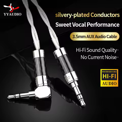 YYAUDIO Hifi Pure Silver Earphone Upgrade Cable Audio Cable 3.5MM Audio AUX Cable Single Crystal Cop