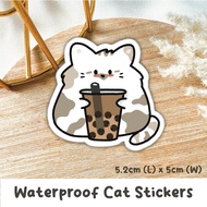 [🇸🇬SG INSTOCK] Waterproof Cat Stickers - Boba / Bubble Tea | Animal Stickers | Pet Drawing | Cat Ill
