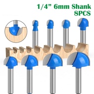 8Pcs Mata Profil Router Bit Mata Profil Setengah Lingkaran Sloting Bit