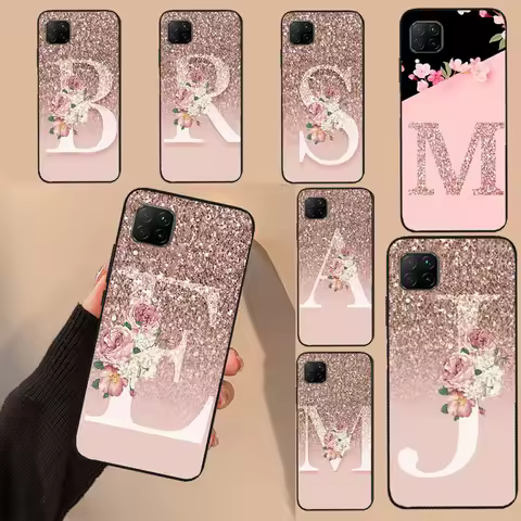 Letter Pink Shiny M R For Huawei Nova 3i 7i 8i 11i 9 10 SE 5T Y60 Y70 Y90 P20 P40 P30 Lite Pro P Sma