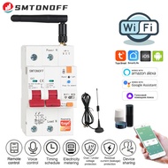 Tuya Smart WiFi RS485 2p 63A RCBO Circuit Breaker Prepaid Meter Timer Switch Voltage Current Protector Voice Remote Control Alexa Google assistant Yadex  Alice