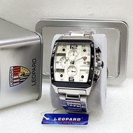 Jam tangan Leopard 3531 tali rantai tanggal /chrono aktif kotak original pria
