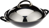 Circulon Symmetry Black 36cm Chinese Asian Covered Stir Fry Frying Pan Wok