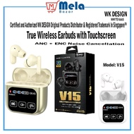 WK DESIGN V15  ANC + ENC Noise Cancellation True Wireless Earbuds with Touchscreen