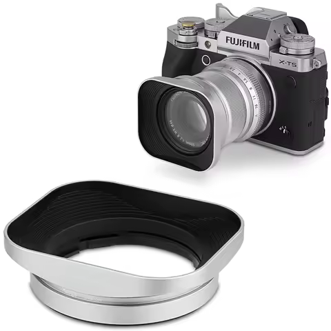 Haoge Bayonet Square Metal Lens Hood for Fujifilm Fuji Fujinon XF 50mm F2 R WR Lens Silver LH-X50W,