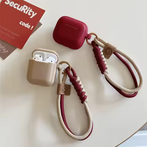 Simple Soft Silicone with Smile Hand Strap Earphone Case For Apple Airpods 4 1 2 Pro 3 Funda Wireles