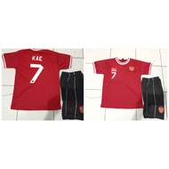 Setelan Jersey baju kaos bola anak kids timnas indonesia bonus sablon nama anak dan nomor punggung