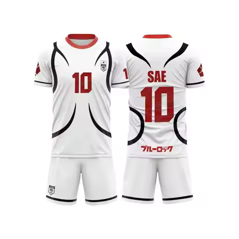 Blue Lock Japan U20 White Cartoon Anime Men Jersey Tshirt Shorts Summer Oversized Short Sleeve Set F