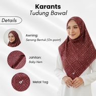 Karants Tudung bawal chiffon segi empat dengan hiasan bar logam, motif bunga, perlindungan menyeluru