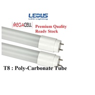 2 pcs - LED T8 Tube / 2 Feet (10W) / 4 Feet (18W) - LEDUS (1 YEAR WARRANTY) with Poly-Carbonate Cove