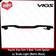 Toyota Vios 2013-2017 Gen 3 Rear Trunk Spoiler w/ Brake Light (Matte Black)