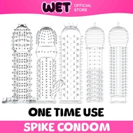 [ SPIKE CONDOM ] WET STORE Crystal Silicone Spike Condom Tahan Lama Kondom Berduri Sarung Zakar Berduri Dotted Ripped Kondom Berduri For Adult Man Female Sex Toy ( 1 time use )