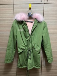 粉紅毛毛軍綠色保暖外套