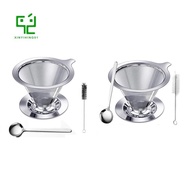 Stainless Coffee Filter Reusable Double Layer Filters Funnel Coffee Dripper Filter Cup Durable Coffee Tools