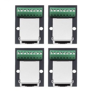 4 pcs RJ45 Female to 8-Pin 2.54mm Screw Terminal Ethernet Adapter Board, FR4 Substrate