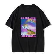 IDK How Much Longer I Can Slay Frog T-Shirt Funny Frog Meme Tshirts Rainbow Humor Tee Casual Round N