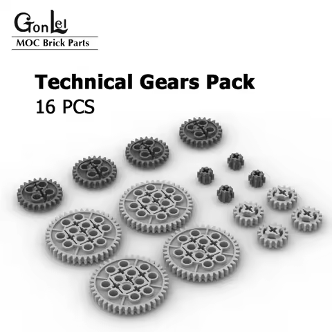 16PCS Technical Gears Pack for High-Tech MOC Building Block Bricks 10928 94925 3648 3649 Assortment 