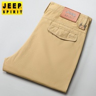 JEEP SPIRIT กางเกงลำลองผู้ชายธุรกิจแฟชั่นกางเกงตรงสบาย