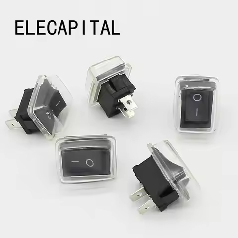 5Pcs/Lot Black Push Button Mini Switch 6A-10A 110V 250V 2Pin Snap-in On/Off Rocker Switch 21MM*15MM 