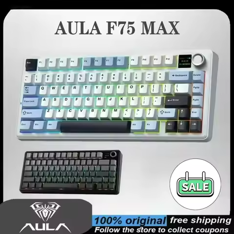 AULA F75 MAX 75% Wireless Mechanical Keyboard with TFT Screen Knob Hot Swappable Wired/Bluetooth/2.4