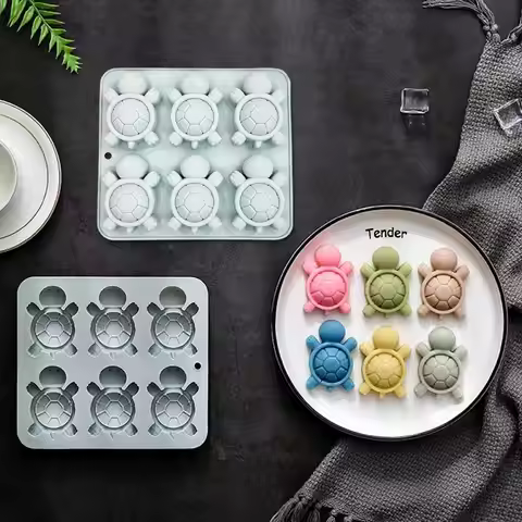 6-Grid Chocolate Molds Turtle Silicone Molds for Cake Gummy Jello Ice Cube Crayon Cake Decoration So