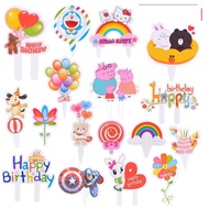 Birthday Cartoon Peppa Kitty Minion Doraemon Mickey Cake Topper Cake Decor 生日快乐卡通插牌蛋糕装饰装扮 Kartun Hia