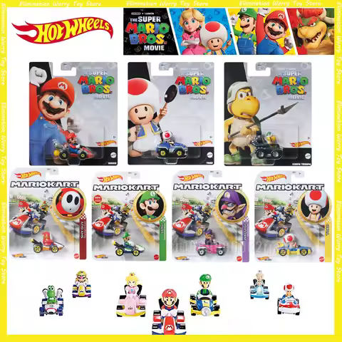 Hot Wheels Mario Diecast Car The Super Mario Bros Movie Kart Wario Luigi Plumber Van Koopa Troopa To