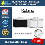 Rubine Giro 80cm Stainless Steel Vanity Cabinet 2 Doors with Build In Basin RBF-1685D2 - BK / WH