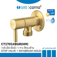 COTTO CT1701 BGR(HM) 1 WAY Water VALVE Matte GOLD/STOP 1 WAY(BRUSH GOLD)