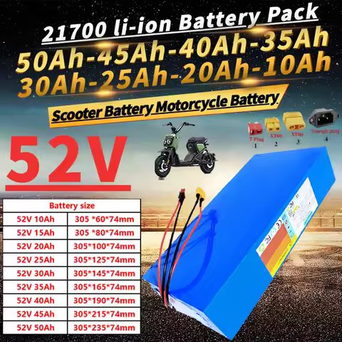 52V 15Ah 20Ah 25Ah 30Ah 35Ah 40Ah 45Ah 50Ah 21700 Li-ion Battery Pack with 40A BMS 2000W for Electri