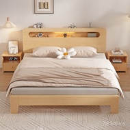 Simple Rental Room Double Bed 1.5m 1.2m Household Wooden Bed Economical Type Real 1.8m Single Bed Fr