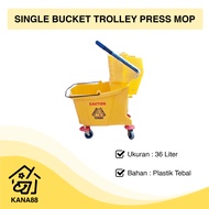 Single Bucket 36L Trolley Press Mop With Wringer Bucket Wheel Mop + Wringer