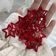 10pc Y2K Red Dot Star Hair Clips Women Girls Filigree Star Metal Snap Clip Hairpins Barrettes Hair Barrettes Hairgrips Headdress Hair Accessories