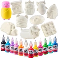 Jumbo Food Animal Squishies (8 Shapes w 12 Fabric Paints) -White Kawaii Scented Slow Rising Squishy Toys, Decorating, Scented Stress Relief Craft, Kids School, Birthday Party Activity Gift(4"-6")