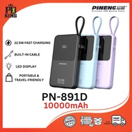 [3C CERTIFIED] Pineng PN-891 PD (10000mAh) PD 22.5W, Built in Dual-Cable, Digital Display, Fast-char