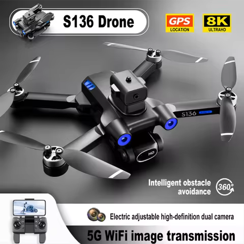 New S136 drone GPS optical flow quadcopter aerial camera FPV 360° intelligent obstacle avoidance RC 