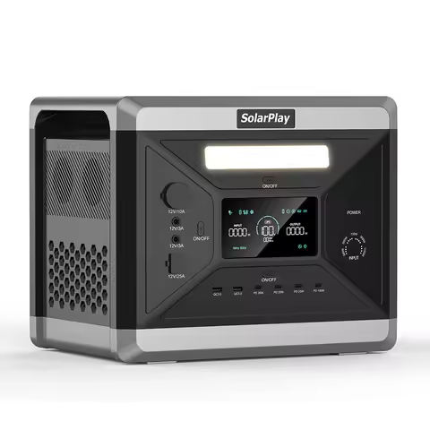 SolarPlay Q2501 2400W Portable Power Station 2160Wh LiFePO4 Solar Generator, 1.5H Fast Charge, 0.2s 