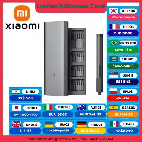 XIAOMI MIJIA Electric Precision Screwdriver With 24 S2 Steel Bits,2 Torque Setting,400+ Screws Per C