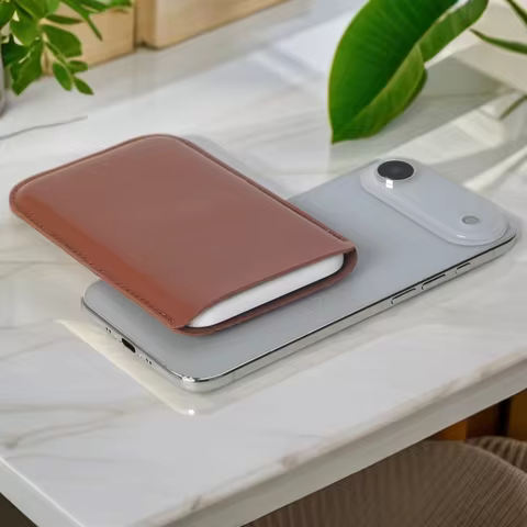 For Apple MagSafe External Battery Case Wireless Magnetic Battery Cover PU Leather Case for Iphone 1