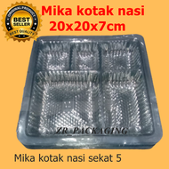 Mika kotak nasi sekat 5/mika plastik sekat 5/ mika 20x20 mika plastik/mika plastik 20x20