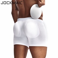 {Chaoku Clothing กางเกงบ็อกเซอร์สุดเซ็กซี่สำหรับผู้ชาย,ชุดชั้นในเสริมก้นของผู้ชายแผ่นรองยกก้นที่ถอดออกได้และขยายขนาดกระเป๋าบรรจุของสีขาว