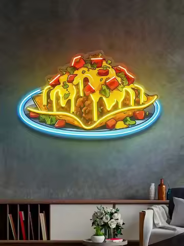 Chili Cheese Nachos Neon Pop Art Kitchen Restaurant Art Neon Decor Fast Food Shop Wall Decor