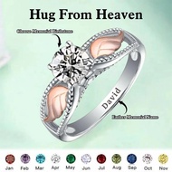 European American wish Hot Sale Zircon Angel Wing Ring Birthstone Birthstone Name Lettering Personal
