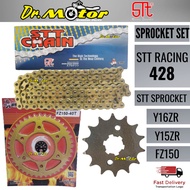 Y15ZR Y15 Y16 Y16ZR FZ150 FZ 150 428 STT HEAVY DUTY CHAIN RANTAI GOLD EMAS SPROCKET SPOCKET SPOKET S
