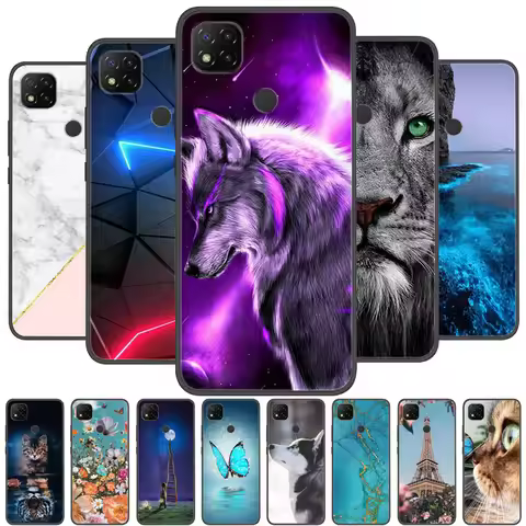 For Redmi 9C NFC Case Cover Silicone Soft Lion Wolf Phone Funda for Xiaomi Redmi 9C NFC Case TPU Bum